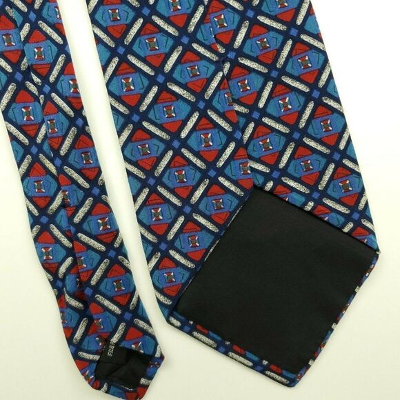 Surrey Red Blue Silk Tie‎ Geometric Italy 58 3.75 - Picture 5 of 6